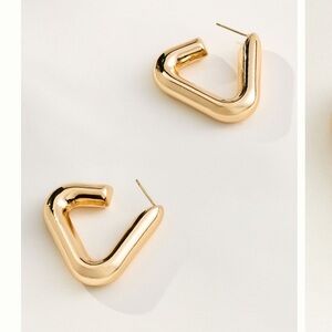 NWT Anthropologie Triangle Hoop Gold Earrings